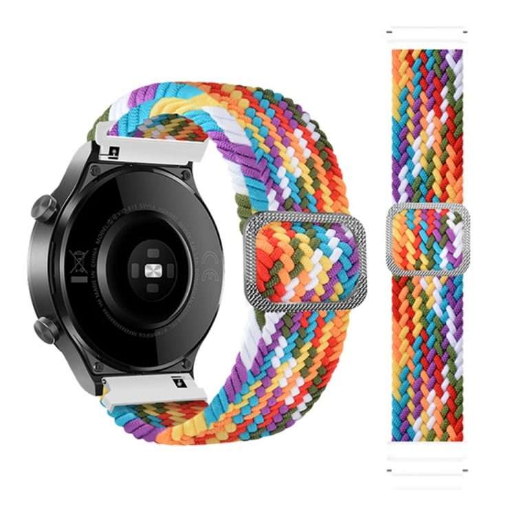20mm Universal Adjustable Nylon Braided Elasticity Watch Band(Rainbow)