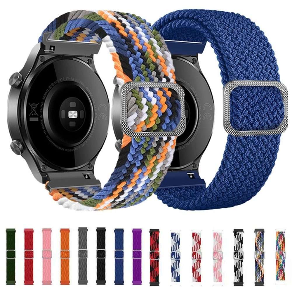 20mm Universal Adjustable Nylon Braided Elasticity Watch Band(Black White)