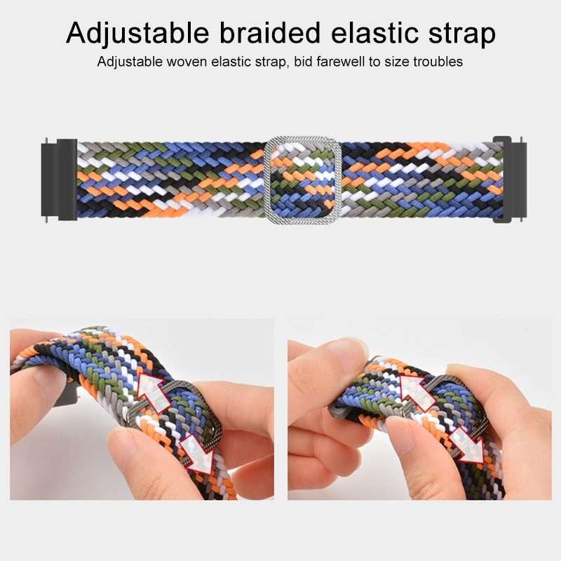 20mm Universal Adjustable Nylon Braided Elasticity Watch Band(Colorful Denim)