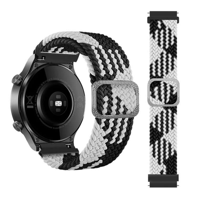 22mm Universal Adjustable Nylon Braided Elasticity Watch Band(Black White)