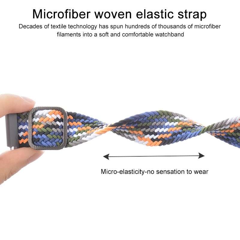22mm Universal Adjustable Nylon Braided Elasticity Watch Band(Black White)