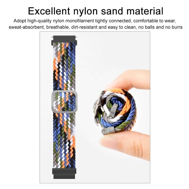 22mm Universal Adjustable Nylon Braided Elasticity Watch Band(Black White)