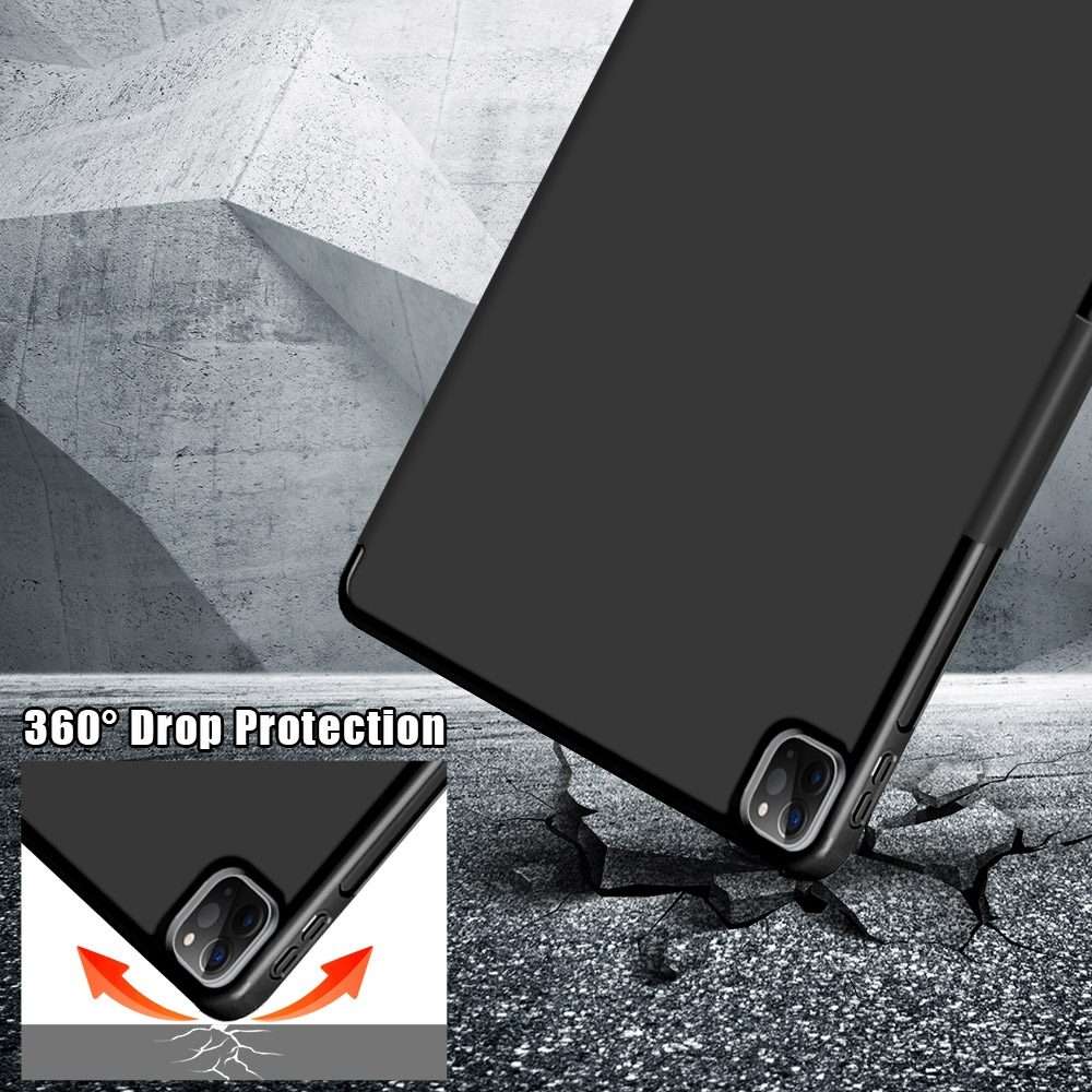 For iPad Pro 12.9 2022 / 2021 Multi-folding Horizontal Flip PU Leather Shockproof Tabl ... (Black)