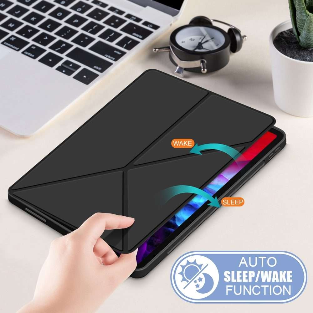 For iPad Pro 12.9 2022 / 2021 Multi-folding Horizontal Flip PU Leather Shockproof Tabl ... (Black)