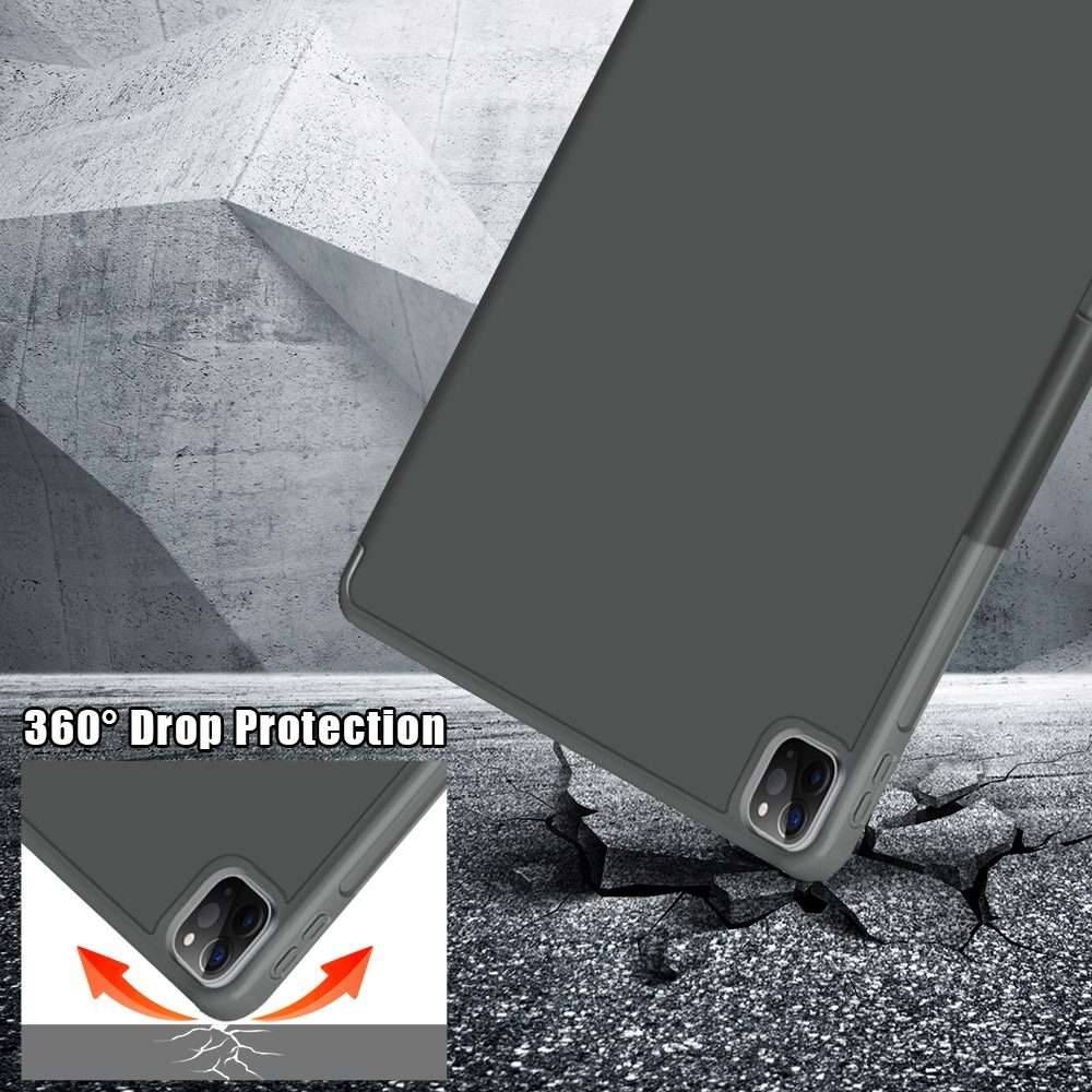 For iPad Pro 12.9 2022 / 2021 Multi-folding Horizontal Flip PU Leather Shockproof Table ... (Grey)