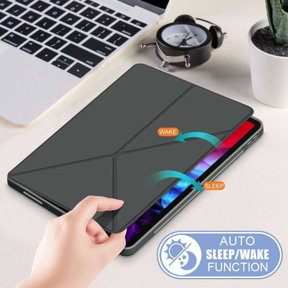 For iPad Pro 12.9 2022 / 2021 Multi-folding Horizontal Flip PU Leather Shockproof Table ... (Grey)