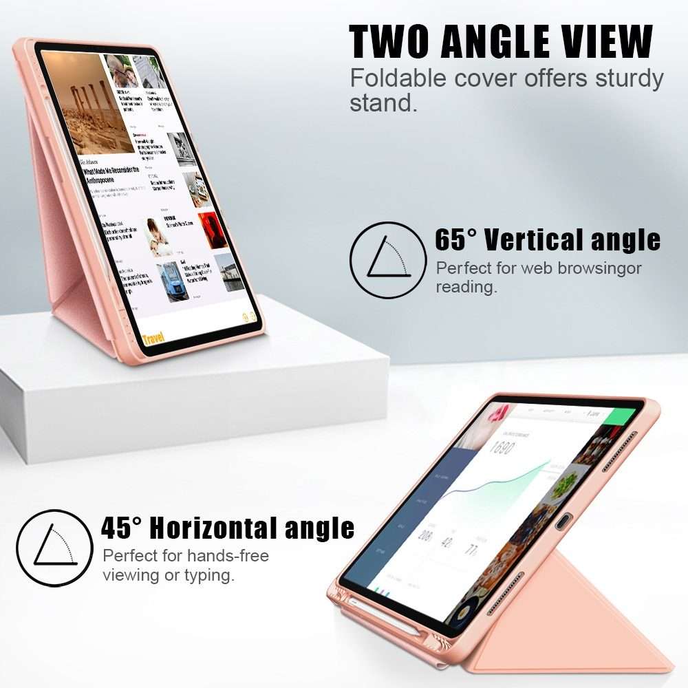 For iPad Pro 12.9 2022 / 2021 Multi-folding Horizontal Flip PU Leather Shockproof ... (Rose Gold)