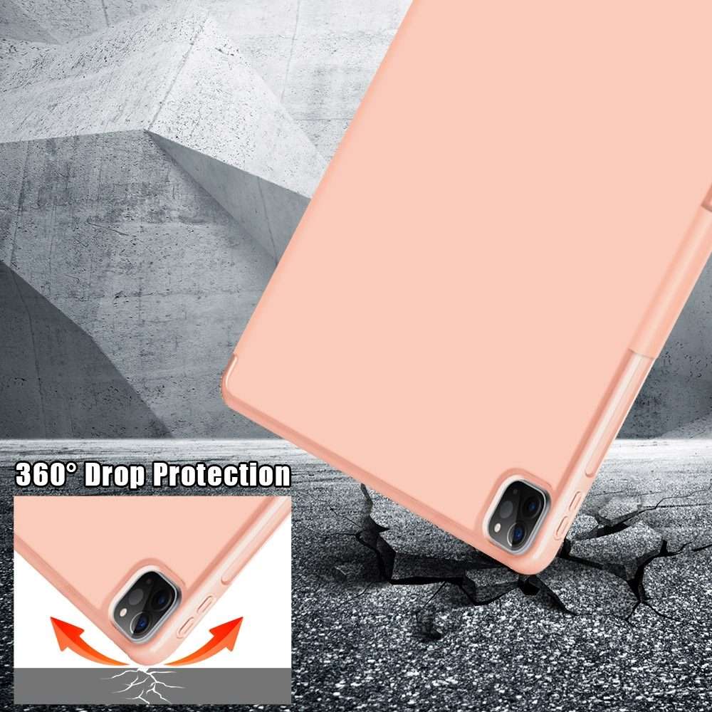 For iPad Pro 12.9 2022 / 2021 Multi-folding Horizontal Flip PU Leather Shockproof ... (Rose Gold)