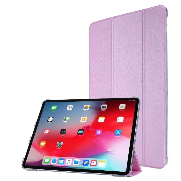 For iPad Air 13 2025 / 2024 / iPad Pro 12.9 2022 / 2021 Silk Texture Three-fold Horizon ... (Pink)