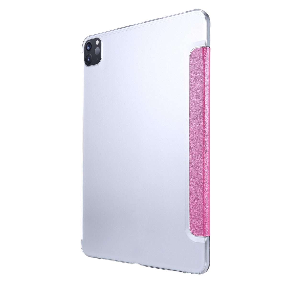 For iPad Air 13 2025 / 2024 / iPad Pro 12.9 2022 / 2021 Silk Texture Three-fold Hor ... (Rose Red)