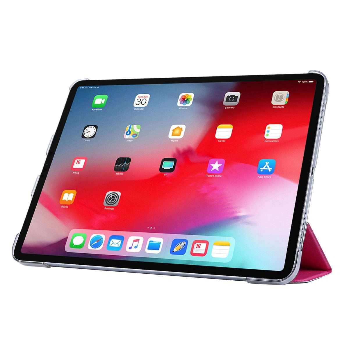 For iPad Air 13 2025 / 2024 / iPad Pro 12.9 2022 / 2021 Silk Texture Three-fold Hor ... (Rose Red)