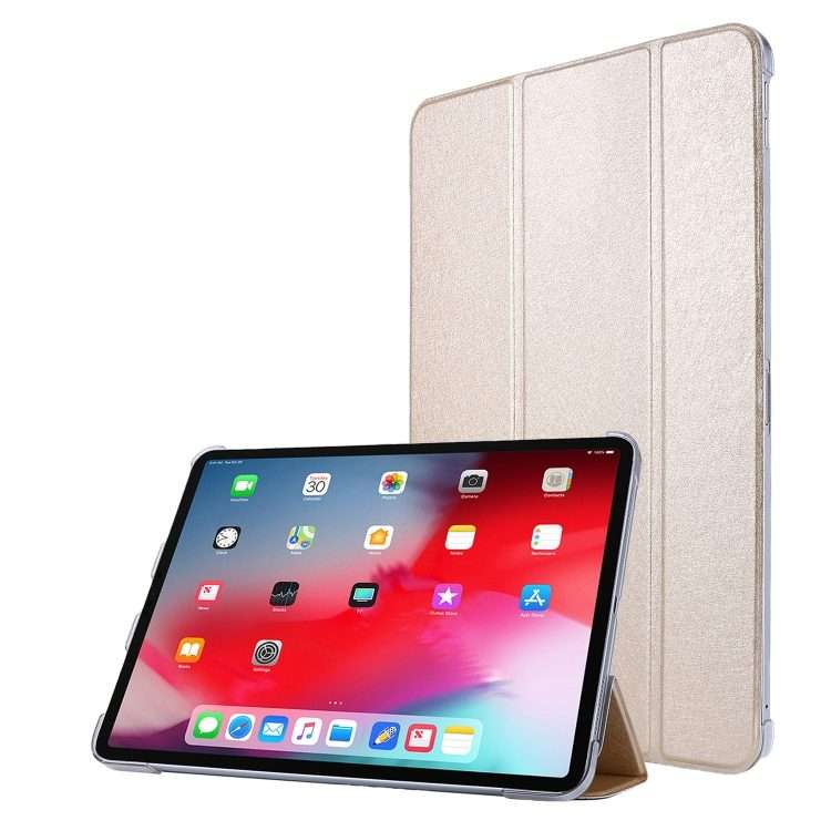 For iPad Air 13 2025 / 2024 / iPad Pro 12.9 2022 / 2021 Silk Texture Three-fold Horizon ... (Gold)