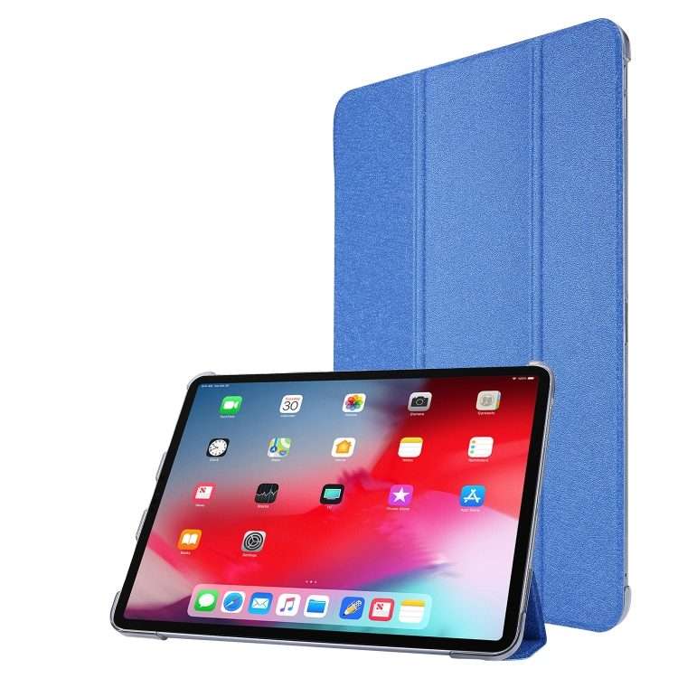 For iPad Air 13 2025 / 2024 / iPad Pro 12.9 2022 / 2021 Silk Texture Three-fold Horizon ... (Blue)