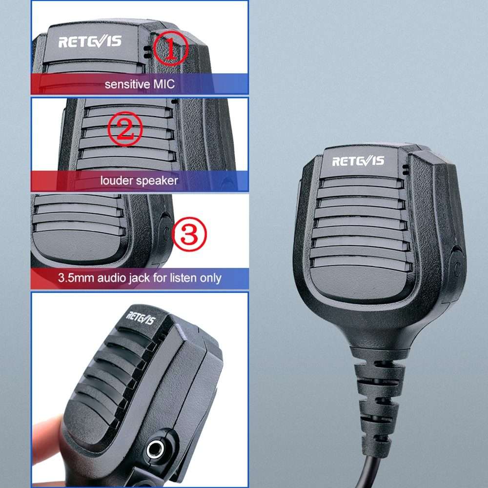 RETEVIS HM004 IPX5 Waterproof 2 Pin Motorcycle Speaker Microphone for Motorola GP68/GP88/GP300/ GP