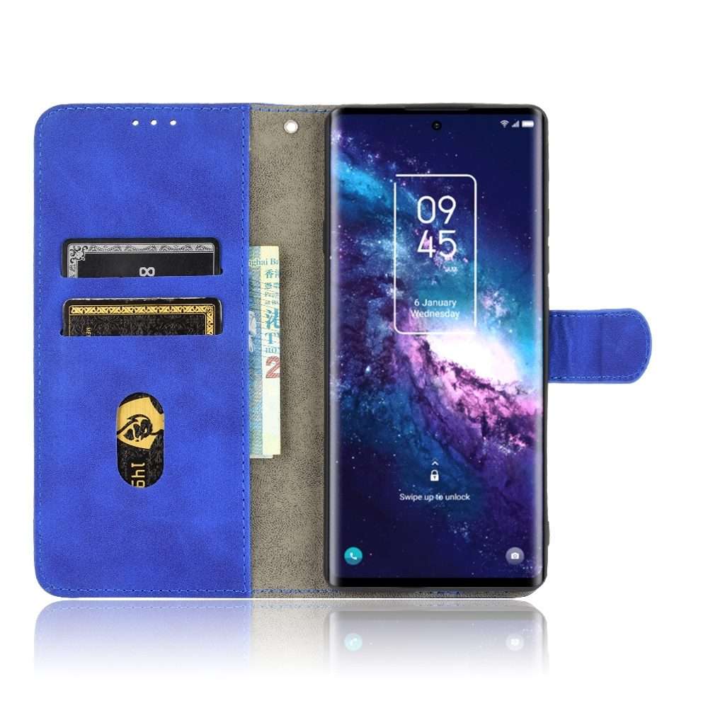 For TCL 20 Pro 5G Solid Color Skin Feel Magnetic Buckle Horizontal Flip Calf Texture PU ... (Blue)