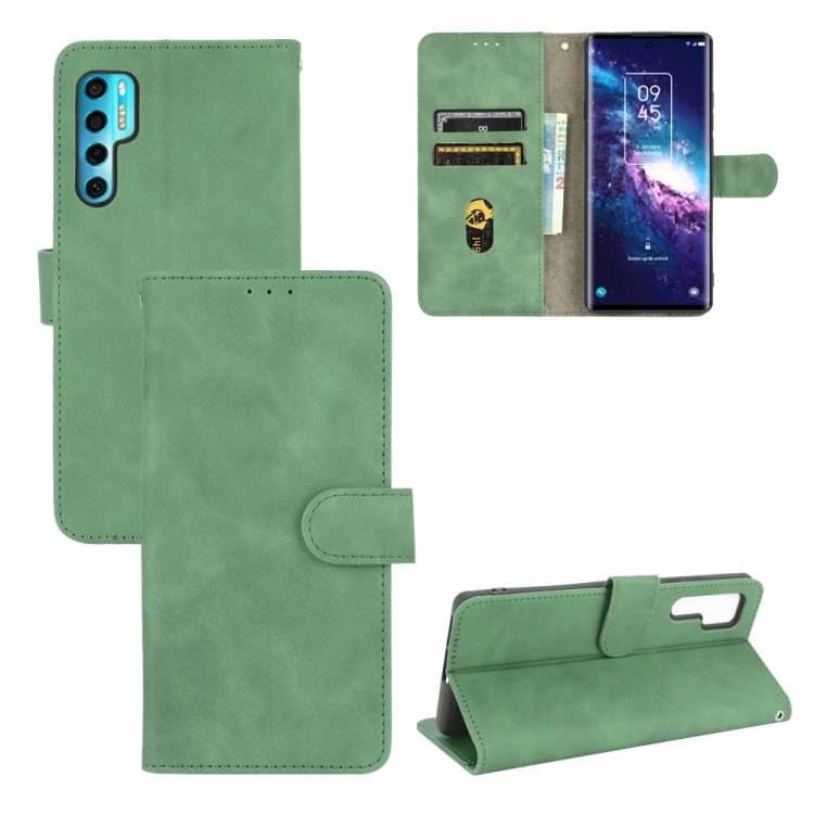 For TCL 20 Pro 5G Solid Color Skin Feel Magnetic Buckle Horizontal Flip Calf Texture P ... (Green)