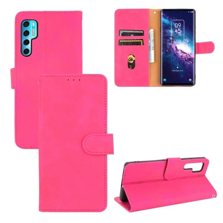 For TCL 20 Pro 5G Solid Color Skin Feel Magnetic Buckle Horizontal Flip Calf Textur ... (Rose Red)