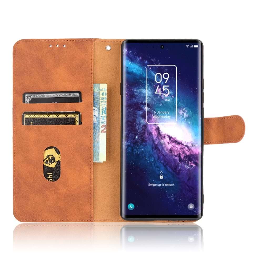 For TCL 20 Pro 5G Solid Color Skin Feel Magnetic Buckle Horizontal Flip Calf Texture P ... (Brown)
