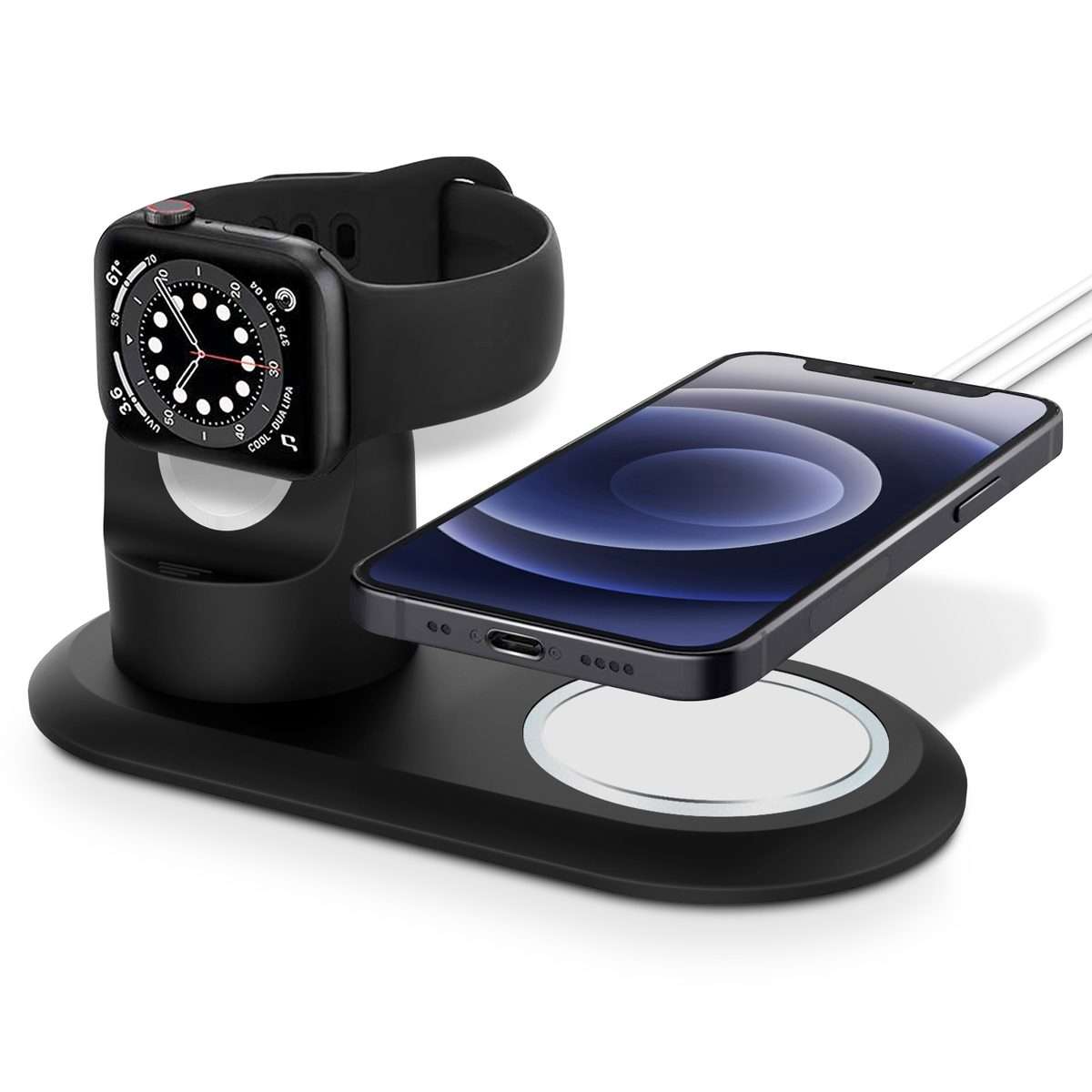 2 In 1 Multi-function Magsafe Charging Stand Holder for Apple Watch / iPhone(Black)