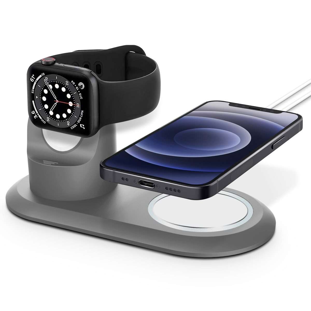 2 In 1 Multi-function Magsafe Charging Stand Holder for Apple Watch / iPhone(Grey)