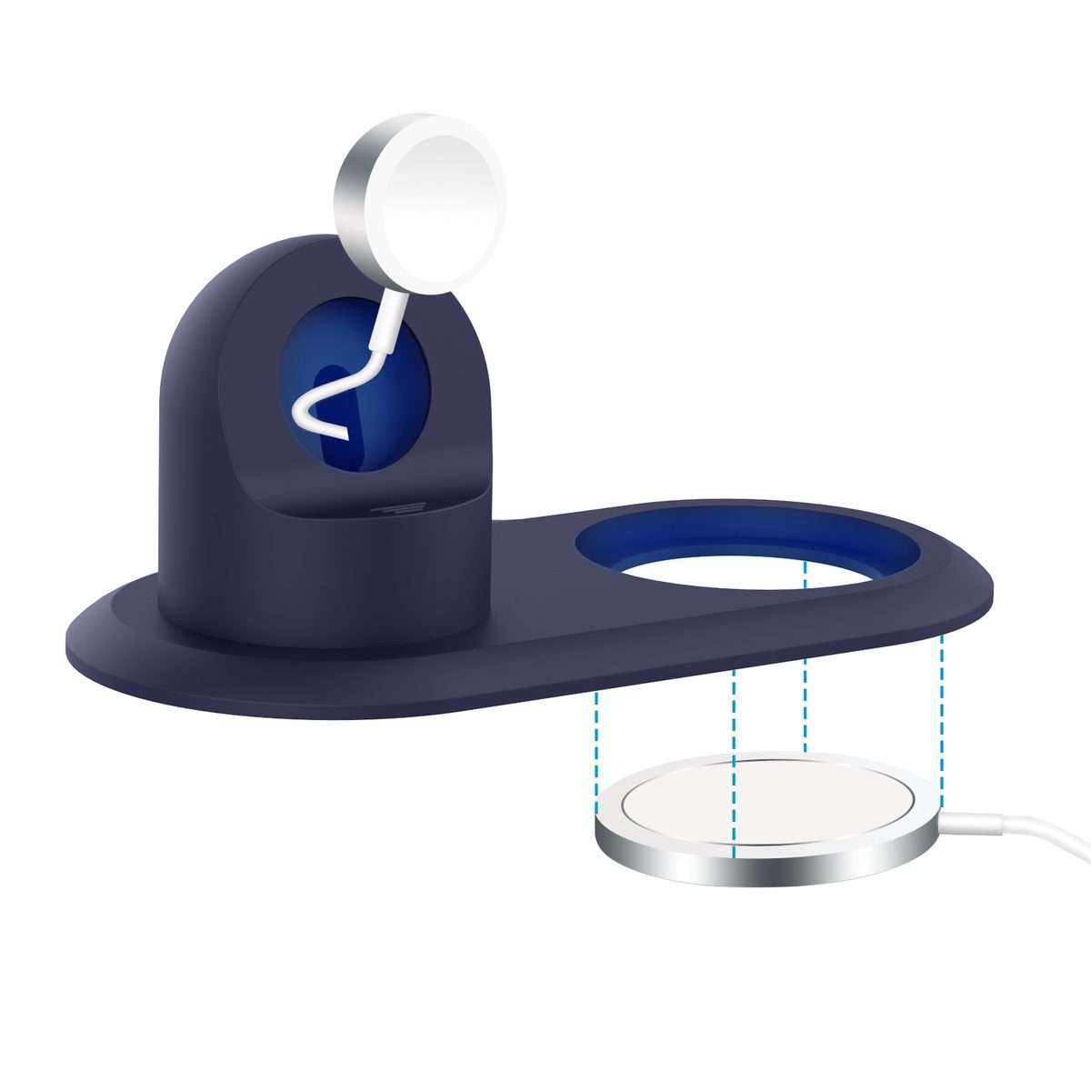2 In 1 Multi-function Magsafe Charging Stand Holder for Apple Watch / iPhone(Midnight Blue)