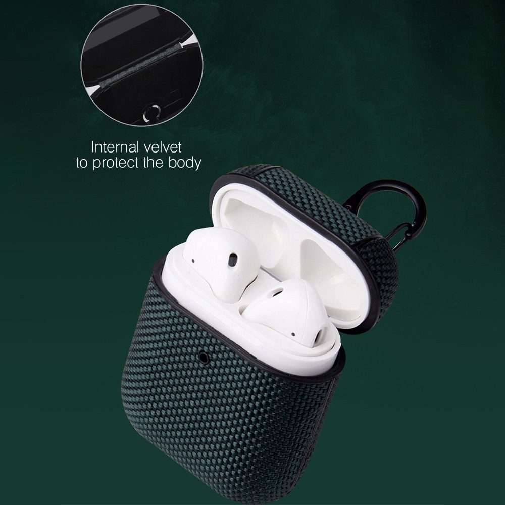 Business Cloth Earphone Protective Case with Hook For AirPods Pro(Blue)