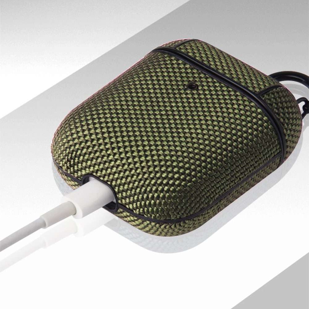 Business Cloth Earphone Protective Case with Hook For AirPods Pro(Blue)