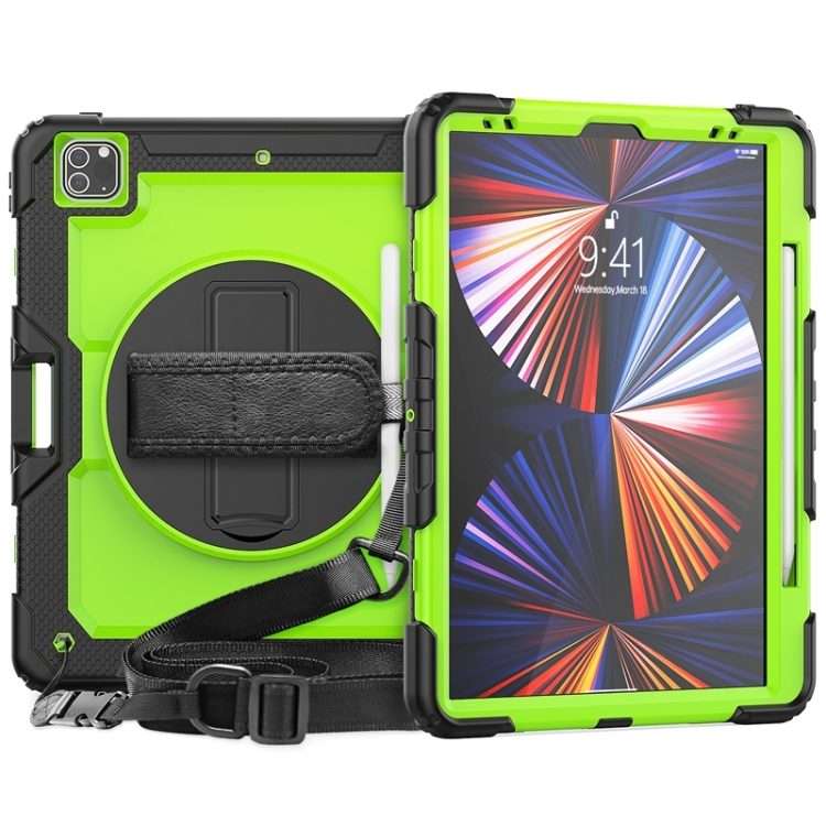 For iPad Pro 12.9 2022 / 2021 / 2020 / 2018 Shockproof Colorful Silicone + PC ... (Lime PC+Black)