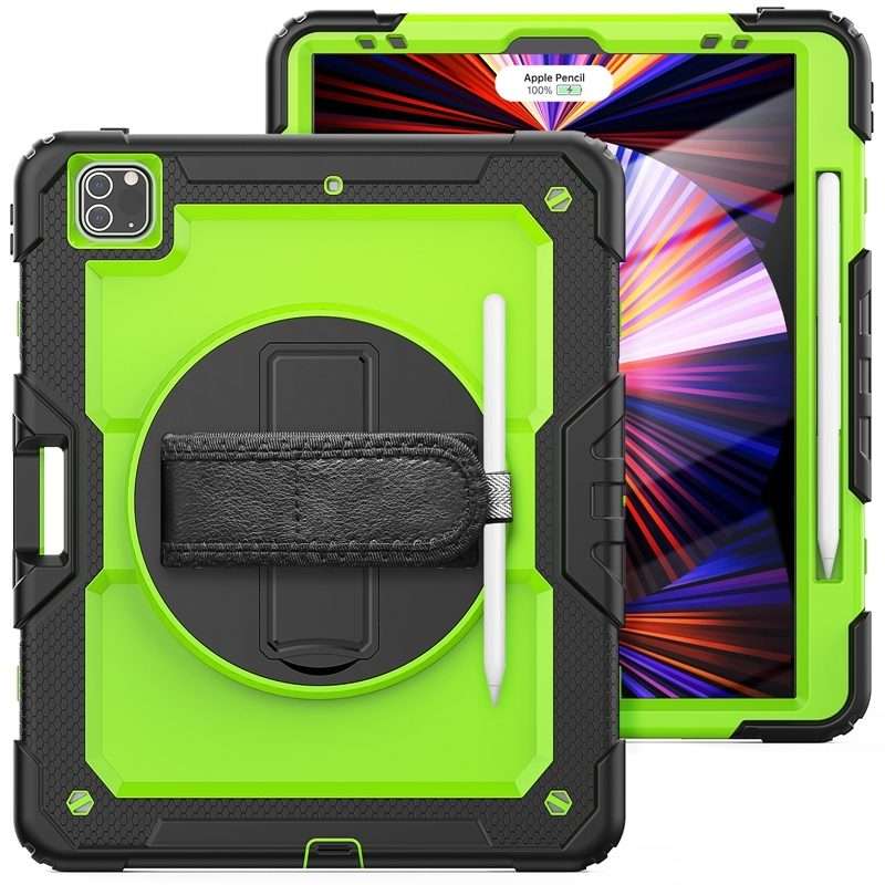 For iPad Pro 12.9 2022 / 2021 / 2020 / 2018 Shockproof Colorful Silicone + PC ... (Lime PC+Black)