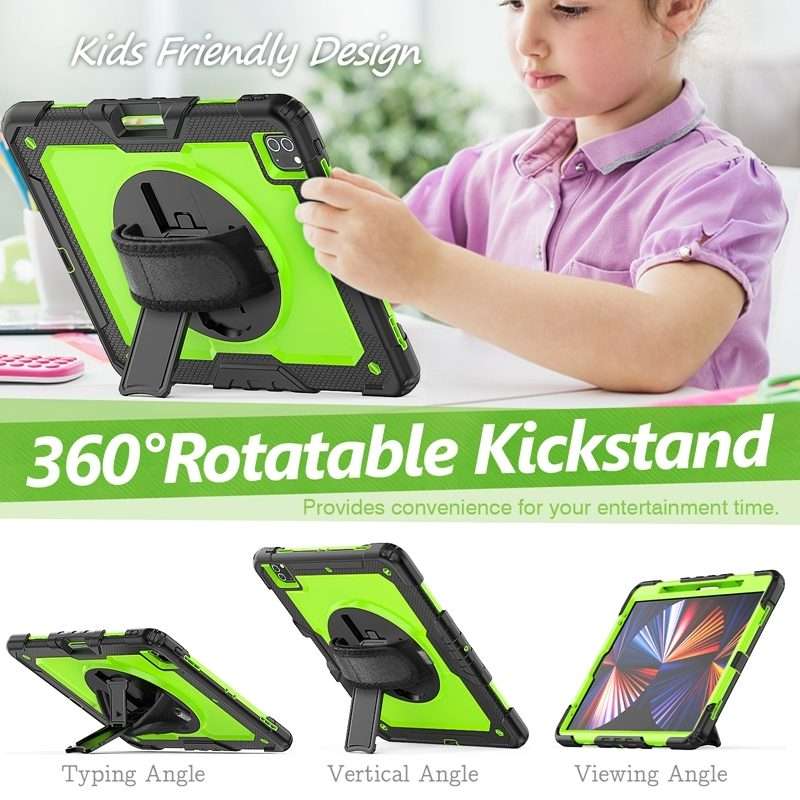 For iPad Pro 12.9 2022 / 2021 / 2020 / 2018 Shockproof Colorful Silicone + PC ... (Lime PC+Black)