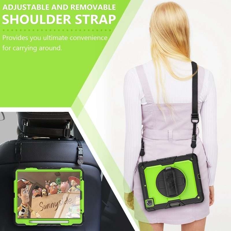 For iPad Pro 12.9 2022 / 2021 / 2020 / 2018 Shockproof Colorful Silicone + PC ... (Lime PC+Black)