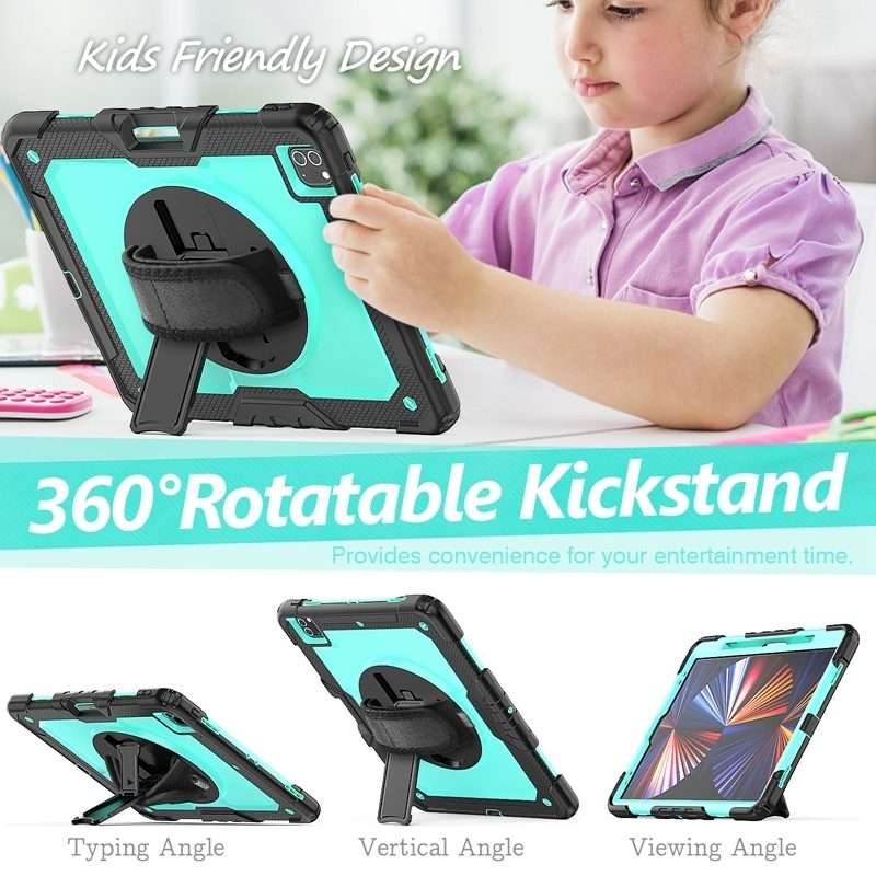 For iPad Pro 12.9 2022 / 2021 / 2020 / 2018 Shockproof Colorful Silicone + ... (Sky Blue PC+Black)