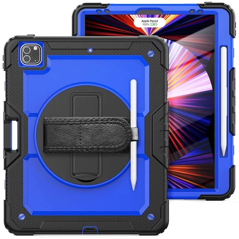 For iPad Pro 12.9 2022 / 2021 / 2020 / 2018 Shockproof Colorful Silicone + PC ... (Blue PC+Black)
