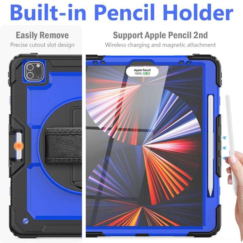 For iPad Pro 12.9 2022 / 2021 / 2020 / 2018 Shockproof Colorful Silicone + PC ... (Blue PC+Black)