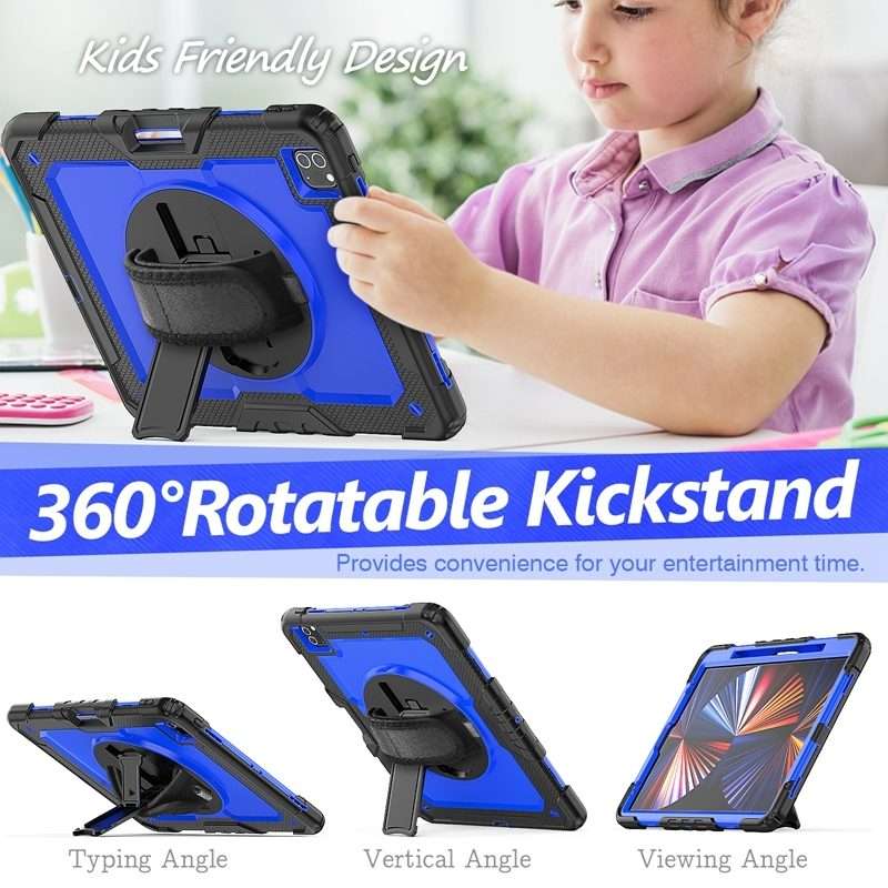 For iPad Pro 12.9 2022 / 2021 / 2020 / 2018 Shockproof Colorful Silicone + PC ... (Blue PC+Black)