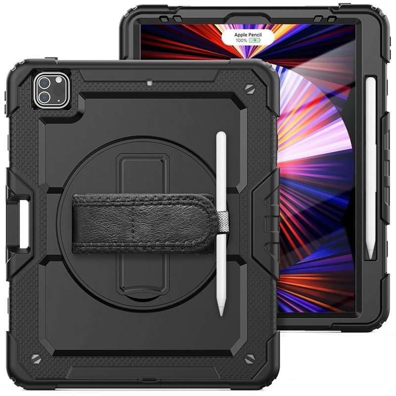 For iPad Pro 12.9 2022 / 2021 / 2020 / 2018 Shockproof Colorful Silicone + PC Prot ... (All Black)