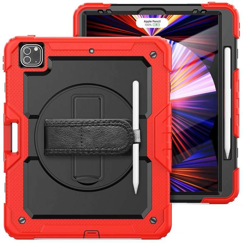 For iPad Pro 12.9 2022 / 2021 / 2020 / 2018 Shockproof Colorful Silicone + PC P ... (Red Silicone)