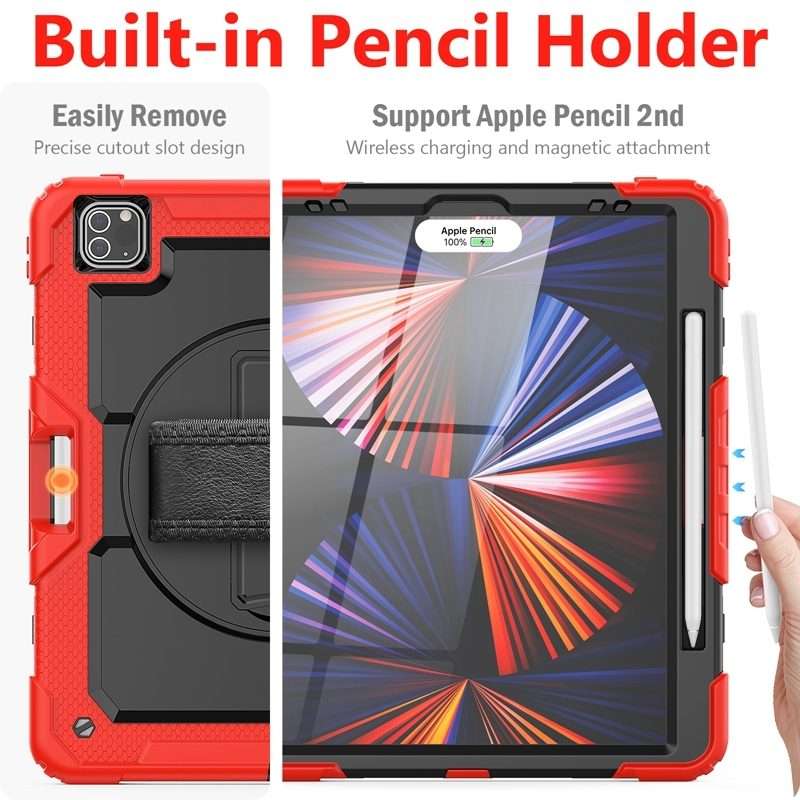 For iPad Pro 12.9 2022 / 2021 / 2020 / 2018 Shockproof Colorful Silicone + PC P ... (Red Silicone)