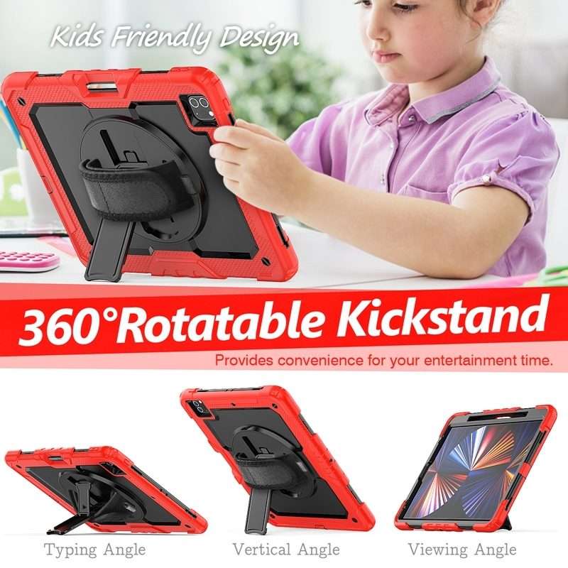 For iPad Pro 12.9 2022 / 2021 / 2020 / 2018 Shockproof Colorful Silicone + PC P ... (Red Silicone)
