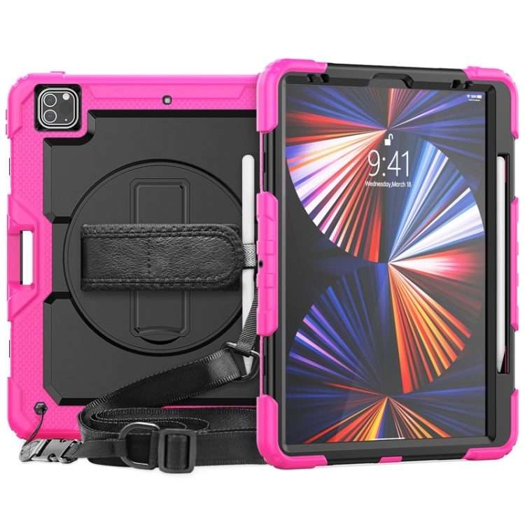 For iPad Pro 12.9 2022 / 2021 / 2020 / 2018 Shockproof Colorful Silicone + PC ... (Rose Silicone)