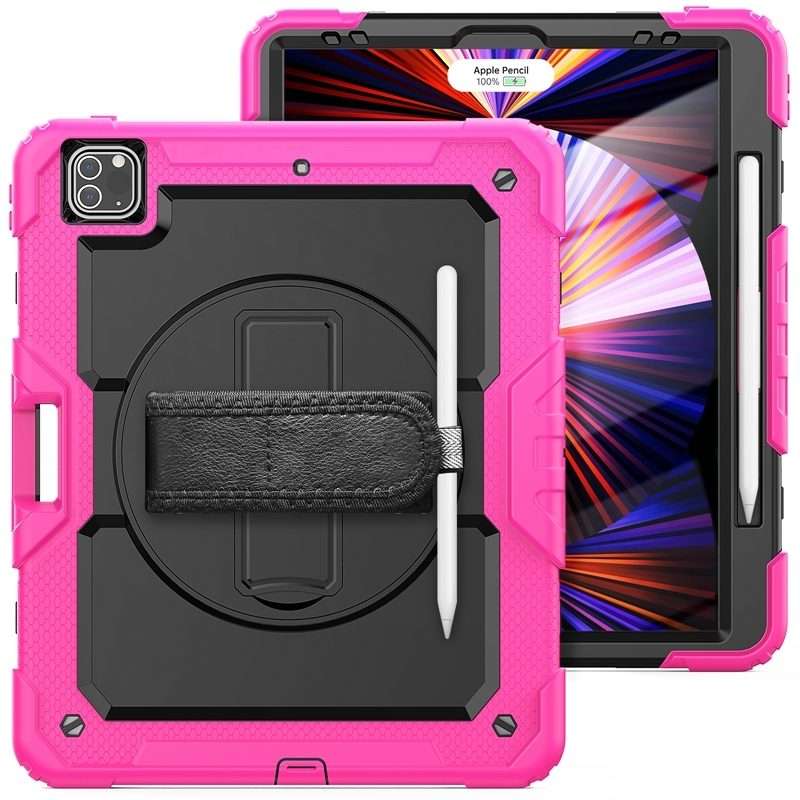 For iPad Pro 12.9 2022 / 2021 / 2020 / 2018 Shockproof Colorful Silicone + PC ... (Rose Silicone)
