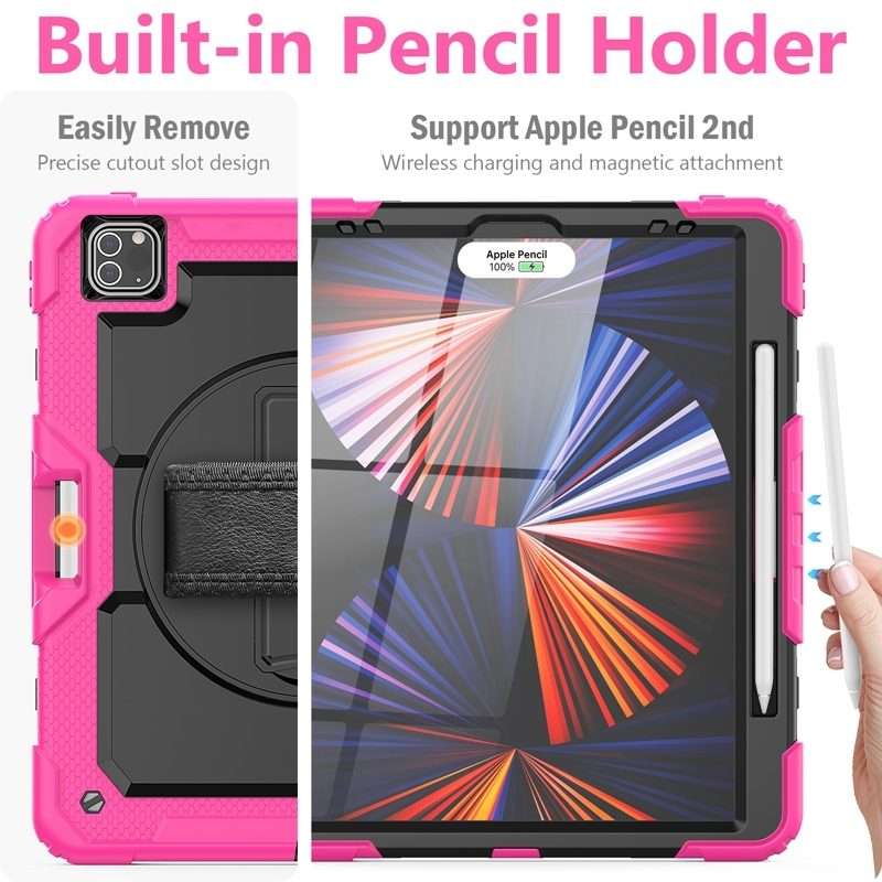 For iPad Pro 12.9 2022 / 2021 / 2020 / 2018 Shockproof Colorful Silicone + PC ... (Rose Silicone)