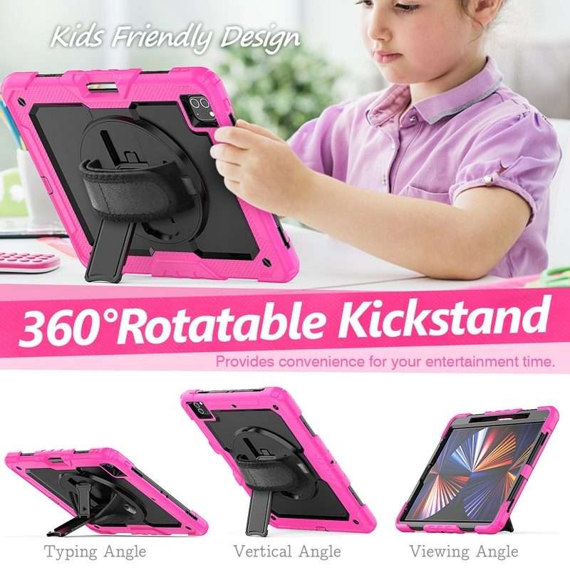 For iPad Pro 12.9 2022 / 2021 / 2020 / 2018 Shockproof Colorful Silicone + PC ... (Rose Silicone)