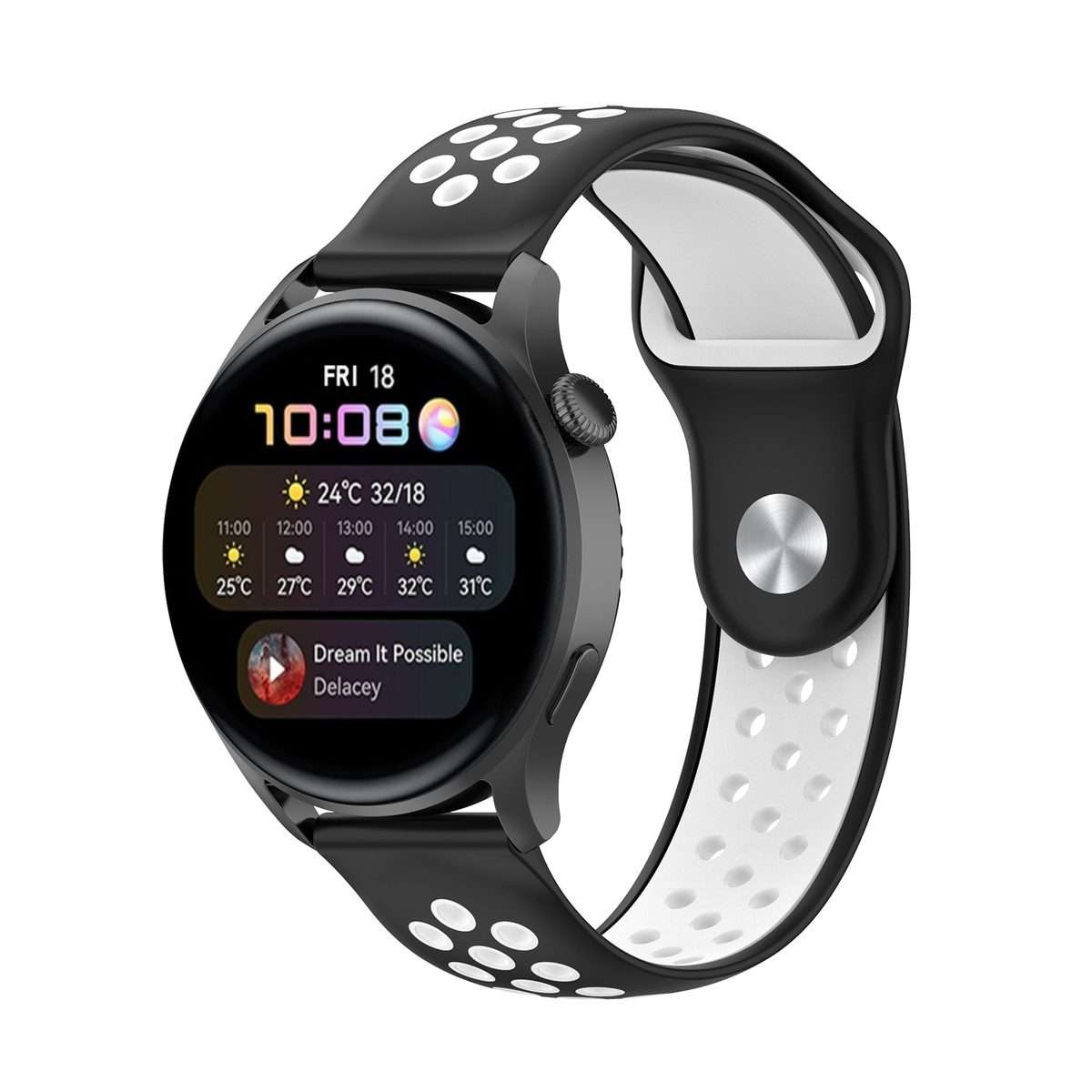 For Huawei Watch 3 / 3 Pro 22mm Two-color Silicone Watch Band(Black White)