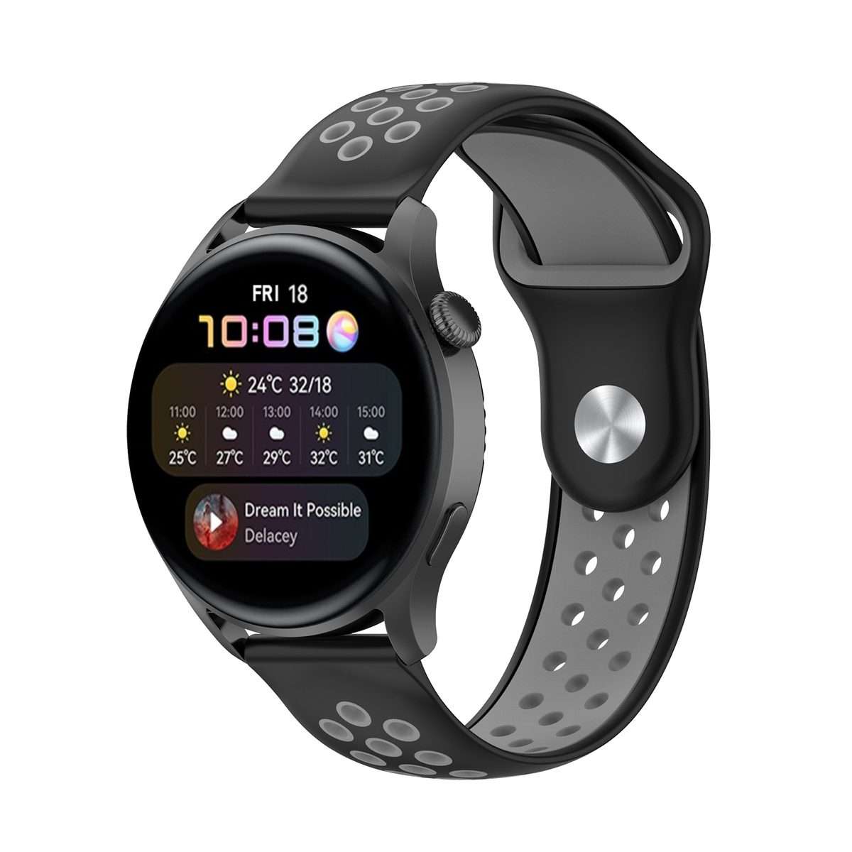 For Huawei Watch 3 / 3 Pro 22mm Two-color Silicone Watch Band(Black Grey)