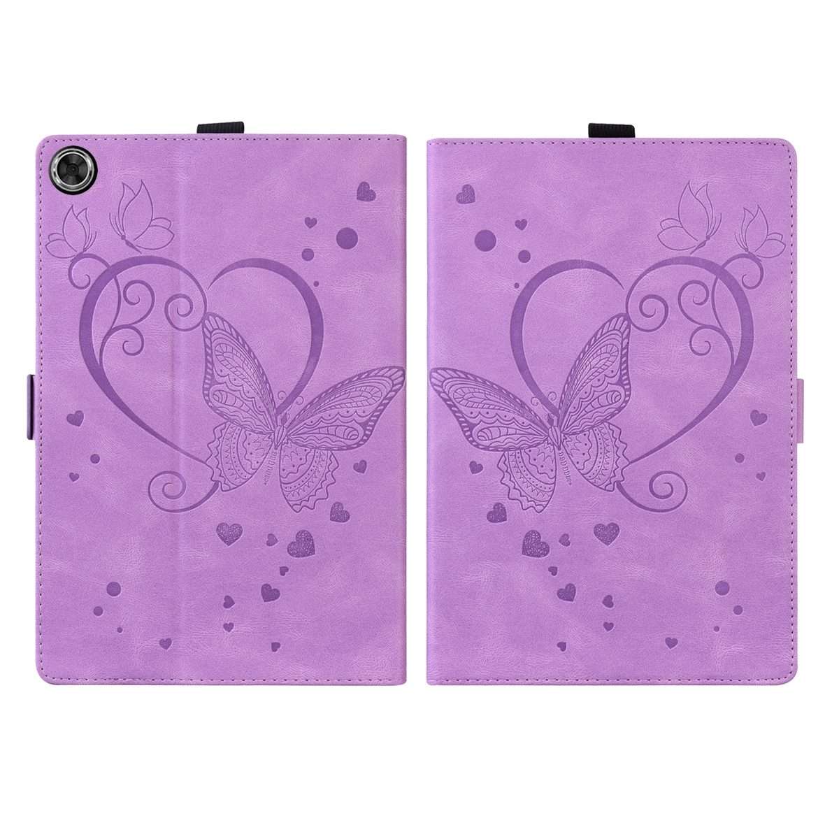 For Huawei MediaPad M5 Lite 8 / Honor Tab 5 Love Butterfly Pattern Horizontal Flip Le ... (Purple)