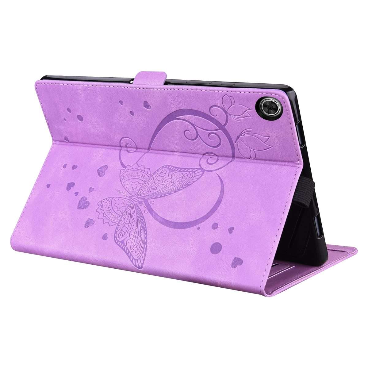 For Huawei MediaPad M5 Lite 8 / Honor Tab 5 Love Butterfly Pattern Horizontal Flip Le ... (Purple)