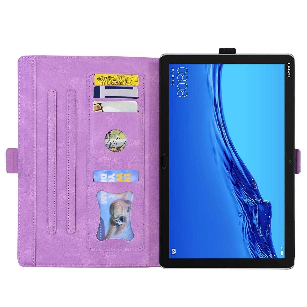 For Huawei MediaPad M5 Lite 8 / Honor Tab 5 Love Butterfly Pattern Horizontal Flip Le ... (Purple)