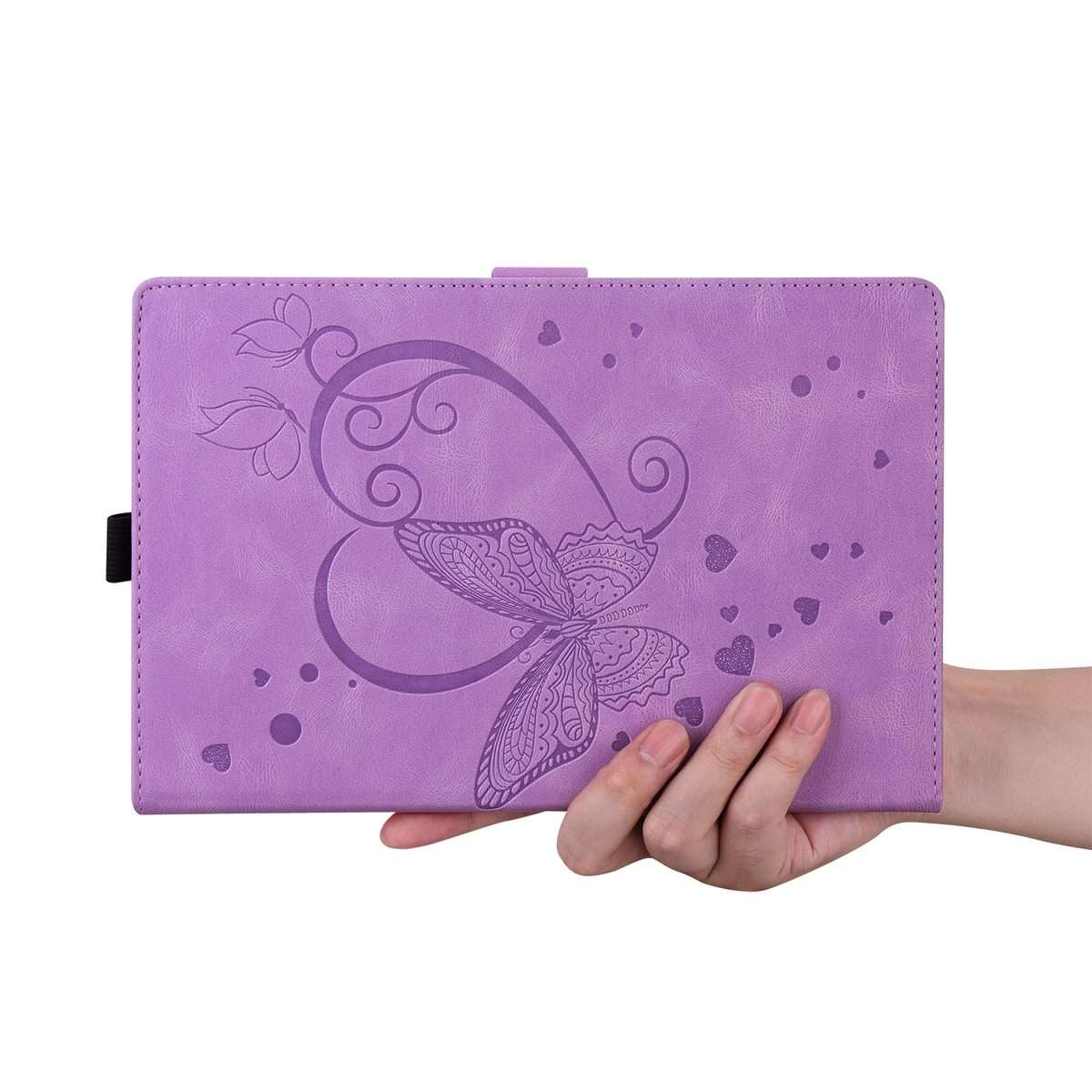 For Huawei MediaPad M5 Lite 8 / Honor Tab 5 Love Butterfly Pattern Horizontal Flip Le ... (Purple)