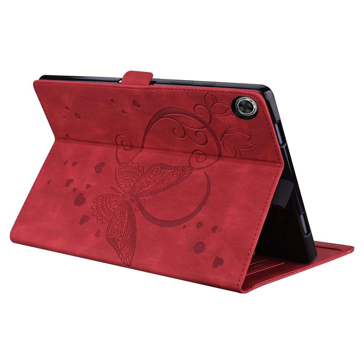 For Huawei MediaPad M5 Lite 8 / Honor Tab 5 Love Butterfly Pattern Horizontal Flip Leath ... (Red)